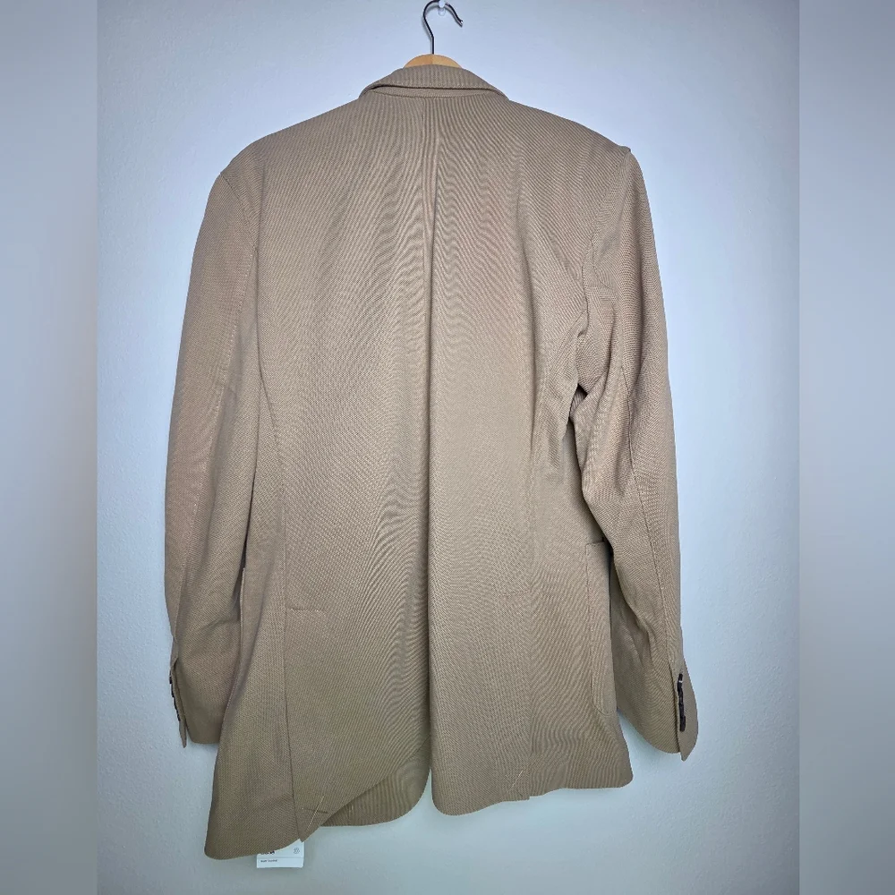 NWT Quince Large Cotton Pique Knit Blazer Baywood